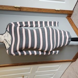 Ultra Flirt Ribbed Striped Long Sleeve Dress, Small
